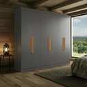 Ver imagem 1 de Guarda Roupa Casal 100% MDF 6 Portas 2 Gavetas Albert Cinza/Ônix