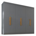 Ver imagem 2 de Guarda Roupa Casal 100% MDF 6 Portas 2 Gavetas Albert Cinza/Ônix