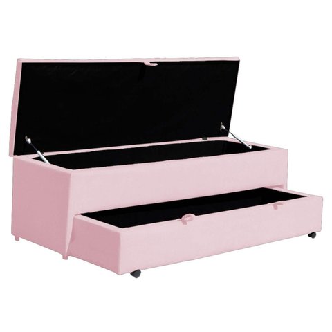 Calçadeira Baú Sapateira 140cm Ayla Suede Tampo Reto