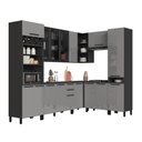 Ver imagem 3 de Cozinha Completa Modulada de Canto Mônaco 15 Portas 3 Gavetas MDP 469cm Chumbo Titânio Fidelita