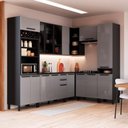 Ver imagem 1 de Cozinha Completa Modulada de Canto Mônaco 15 Portas 3 Gavetas MDP 469cm Chumbo Titânio Fidelita