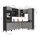 Ver imagem 5 de Cozinha Completa Modulada de Canto Mônaco 15 Portas 3 Gavetas MDP 469cm Chumbo Titânio Fidelita