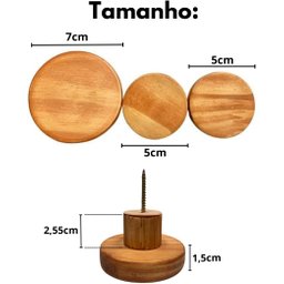 Cabideiro Caramelo de Parede em Madeira 3 Ganchos - 3