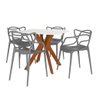 Conjunto Mesa de Jantar Quadrada Isa 90x90cm Branca com 4 Cadeiras Allegra - 1
