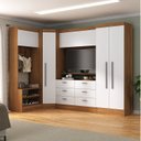 Ver imagem 1 de Quarto Completo Viena 5 Portas 6 Gavetas 4 Peças Espresso Móveis Marrom/Nogal/Branco
