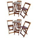 Ver imagem 1 de Kit 2 Conjuntos Bistrô Mesa Com 3 Banquetas Dobráveis De Madeira Personalizada Jack - Imbuia