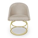Ver imagem 3 de Kit 04 Cadeiras Poltrona de Jantar Bela Linho Bege Base Metálica Luxo Dourado - Pallazio