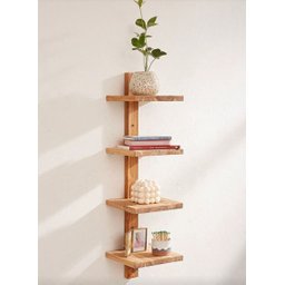 Estante Torre Suspensa com 4 Prateleira Decorativa/Gardem em Madeira 80 cm - 1