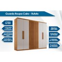 Ver imagem 2 de Guarda Roupa Solteiro 6 Portas e 2 Gavetas C/ Pés Cairo Naturale - Rufato