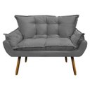 Ver imagem 3 de Kit 01 Poltrona e 01 Namoradeira Mariana Suede Grafite Slk Decor