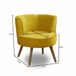 Kit 2 Poltronas Para Sala Decorativa Isa Suede Amarelo Adonai Estofados - 3