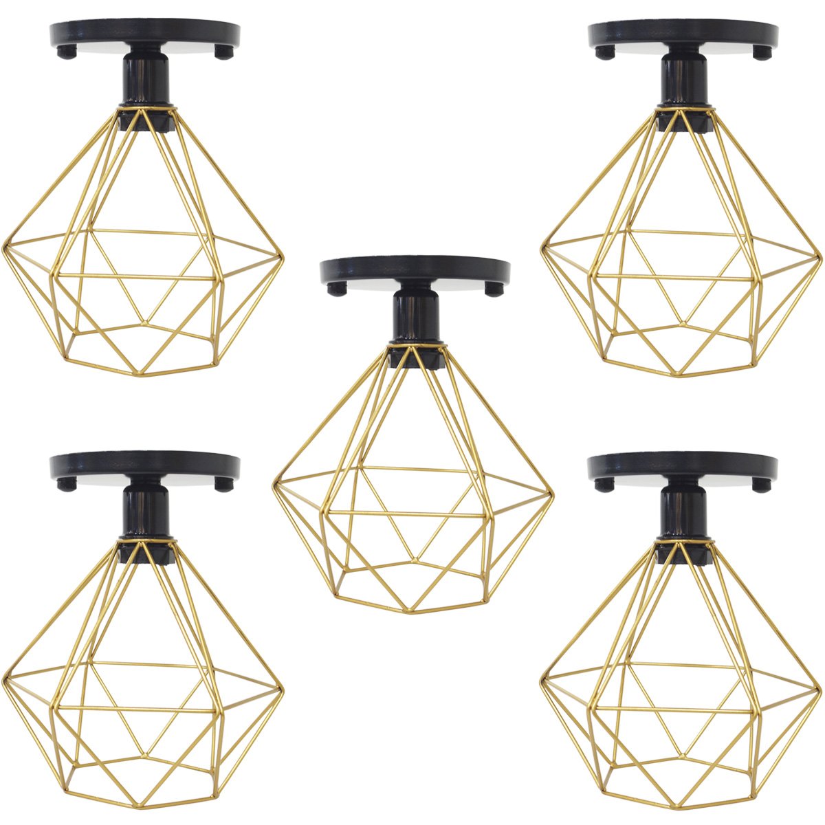 5 Lustres Teto Plafon Industrial Aramado Diamante Retrô Luminária