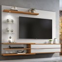 Ver imagem 1 de Painel para Tv até 60 Polegadas com Led Sparta 1 Porta Off White/freijó Trend - Pnr Móveis