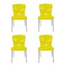 4 Cadeiras Bistrô Plástico Pés Alumínio Forte Bar Sala Salão:Marrom - 18