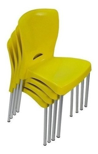 4 Cadeiras Bistrô Plástico Pés Alumínio Forte Bar Sala Salão:Marrom - 10
