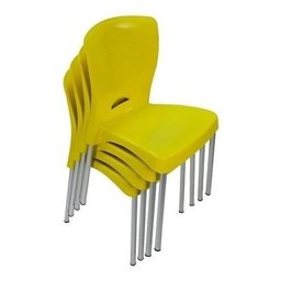 4 Cadeiras Bistrô Plástico Pés Alumínio Forte Bar Sala Salão:Marrom - 10