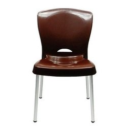 4 Cadeiras Bistrô Plástico Pés Alumínio Forte Bar Sala Salão:Marrom - 16