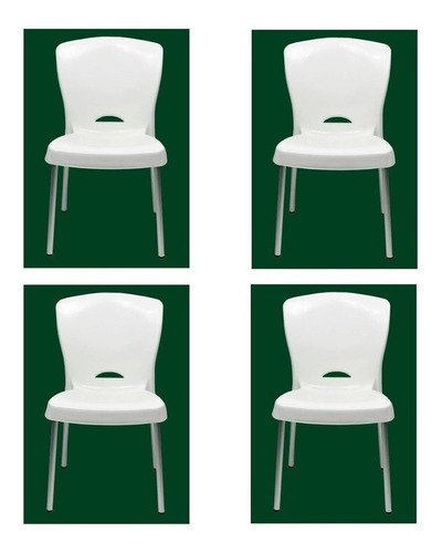 4 Cadeiras Bistrô Plástico Pés Alumínio Forte Bar Sala Salão:Marrom - 11