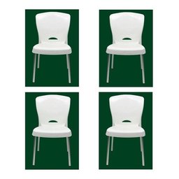 4 Cadeiras Bistrô Plástico Pés Alumínio Forte Bar Sala Salão:Marrom - 11
