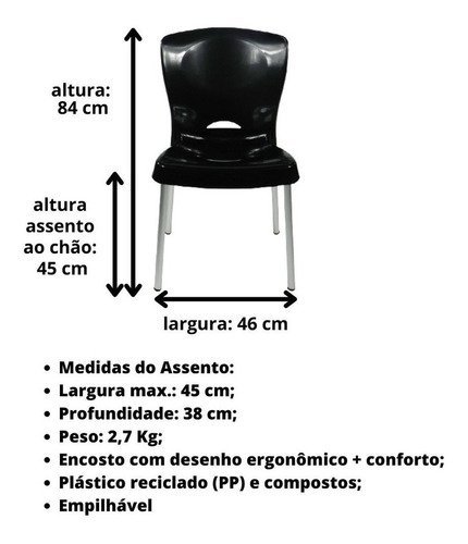 4 Cadeiras Bistrô Plástico Pés Alumínio Forte Bar Sala Salão:Marrom - 3