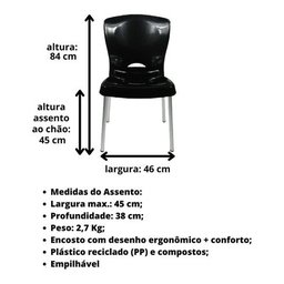 4 Cadeiras Bistrô Plástico Pés Alumínio Forte Bar Sala Salão:Marrom - 3