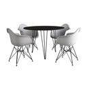 Ver imagem 6 de Mesa Jantar Redonda 90cm Preta Clips 3 Pés com 4 Poltronas Brancas Ferro Preto Preto