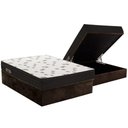Ver imagem 1 de Cama Box Baú Casal: Colchão Espuma Ortobom D45 Ligh Saúde Ortopillow + Base CRC Suede Brown(138x188)