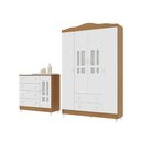 Ver imagem 3 de Conjunto Quarto Bebê Guarda Roupa Ariel 4 Portas Cômoda 4 Gavetas 1 Porta 100% MDF Branco/com Bétula