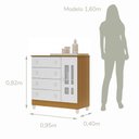Ver imagem 4 de Conjunto Quarto Bebê Guarda Roupa Ariel 4 Portas Cômoda 4 Gavetas 1 Porta 100% MDF Branco/com Bétula