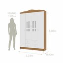 Ver imagem 5 de Conjunto Quarto Bebê Guarda Roupa Ariel 4 Portas Cômoda 4 Gavetas 1 Porta 100% MDF Branco/com Bétula