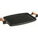 Ver imagem 1 de Chapa Grill Retangular Ferro 33x25x5,5cm Alça Madeira – Panela Mineira
