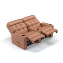 Ver imagem 3 de Sofá 2 Lugares Reclinável Manual em Couro Bovino Cor Caramelo Linha Cinema