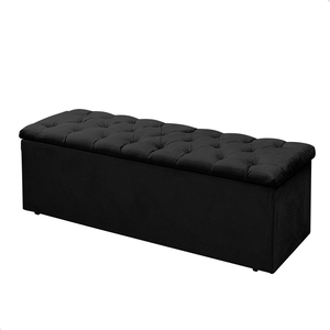 Baú Calçadeira Guarda Volumes Recamier Queen Size Quarto Estofado 160cm:suede Preto
