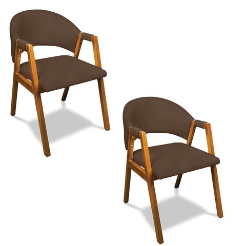 Cadeira Sala de Jantar em Madeira Kit 2 Yara Suede Marrom D03 - D’Rossi