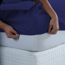 Ver imagem 5 de Kit Jogo de Lençol Queen Ponto Palito 400 Fios com Elástico e Fronhas 3 Peças:azul Marinho