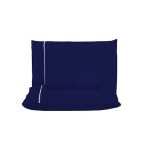 Kit Jogo de Lençol Queen Ponto Palito 400 Fios com Elástico e Fronhas 3 Peças:azul Marinho