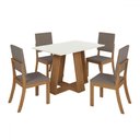 Ver imagem 2 de Mesa de Jantar 4 Lugares Lins Milla com Vidro Nature/off White/marrom/amêndoa - Henn