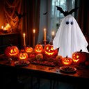 Ver imagem 3 de Enfeite Fantasminha Halloween com Som e Movimento 50cm Silverfestas