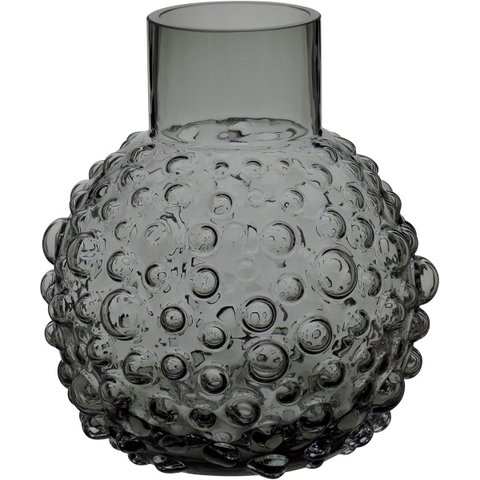 Vaso Decorativo Cachepô Enfeite  18x16x16cm Vidro Cinza Nh