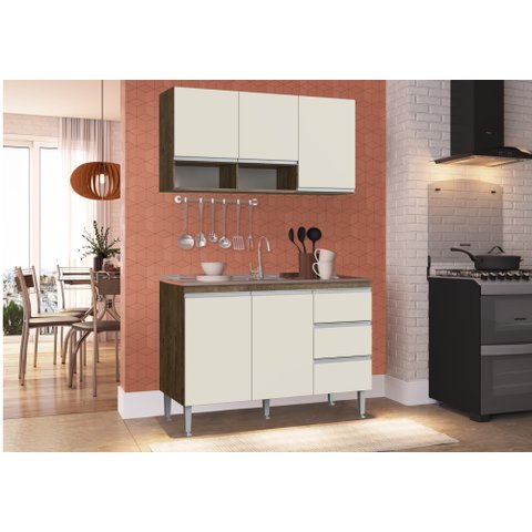 Balcão de Pia 1,20 + Aéreo Athena Itauba Crema - Megasul