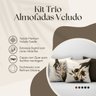 Kit Trio de Almofadas Cheias Estampadas Folhas em Veludo Suede 45cm X 45cm Enchimento em Refil Silic - 5