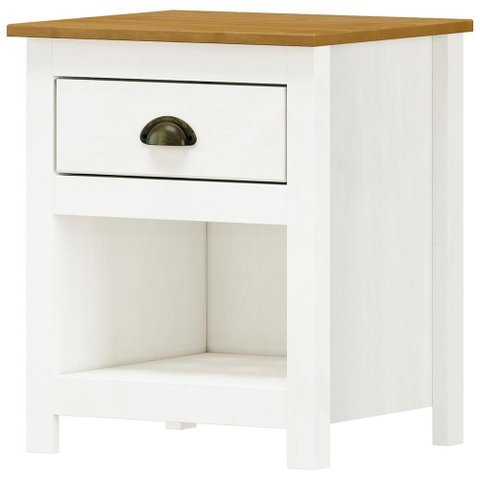 Mesa de Cabeceira 1 Gav Madeira Maciça 46 Cm 9100 Branco Freijo Milani Store