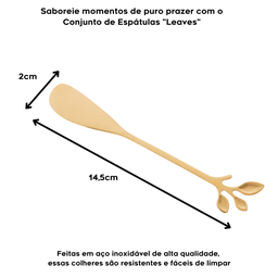 Talheres de Sobremesa em Aço Inoxidável Leaves Conjunto Colher Garfo e Espátula Doces Bolo Chá Ramo  - 7