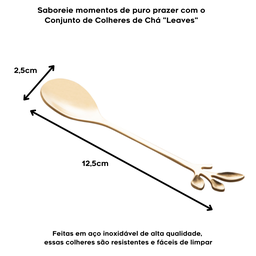 Talheres de Sobremesa em Aço Inoxidável Leaves Conjunto Colher Garfo e Espátula Doces Bolo Chá Ramo  - 5