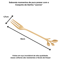 Talheres de Sobremesa em Aço Inoxidável Leaves Conjunto Colher Garfo e Espátula Doces Bolo Chá Ramo  - 6