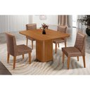 Ver imagem 1 de Conjunto: Mesa Sala Jantar Maldivas C/ Tampo Madeirado Canto Curvo 90x90cm e 4 Cadeiras Maldivas