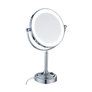 Espelho de Aumento Redondo de Mesa com Luz Cromado - E6570 - Italy Line