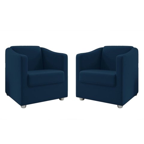 Kit 2 Poltronas Decorativa BIA SUEDE AZUL MARINHO SKY MOBILE