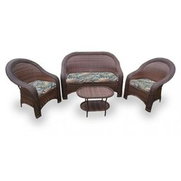 Conjunto de Sofá Fibra Sintética Karibe - 1 Sofá 2L + 2 Poltronas + 1 Mesa Centro - Tecido Palmares  - 1