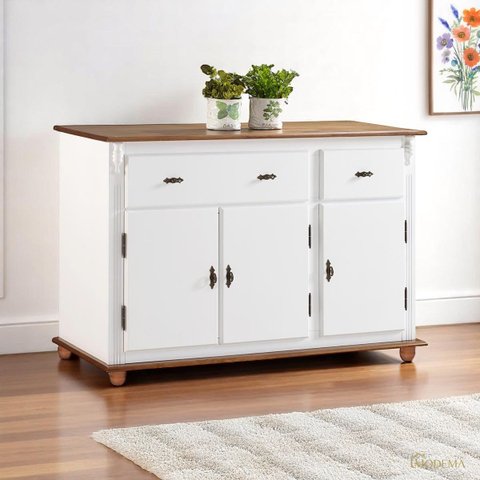 Balcão Buffet 3 Portas e 2 Gavetas 50631 Linz Móveis - Branco/imbuia Glazer